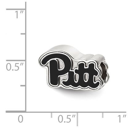 Sterlingsilber Rhodiniert Logoart U. Of Pittsburgh Emailliert Logo Perle