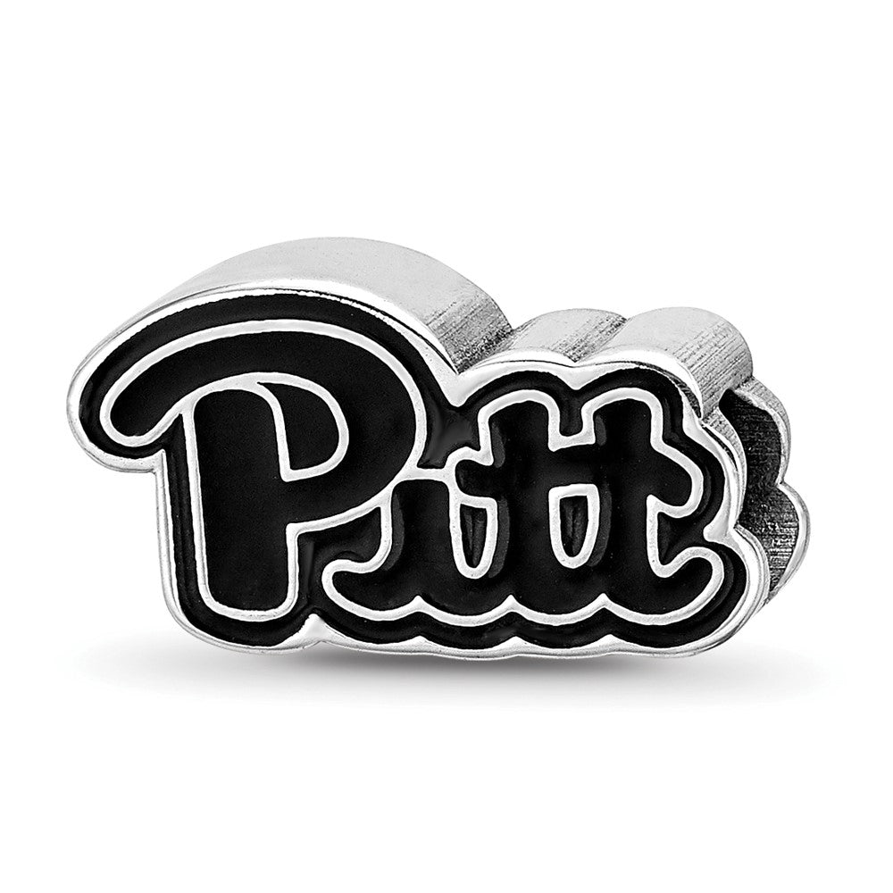 Sterlingsilber Rhodiniert Logoart U. Of Pittsburgh Emailliert Logo Perle