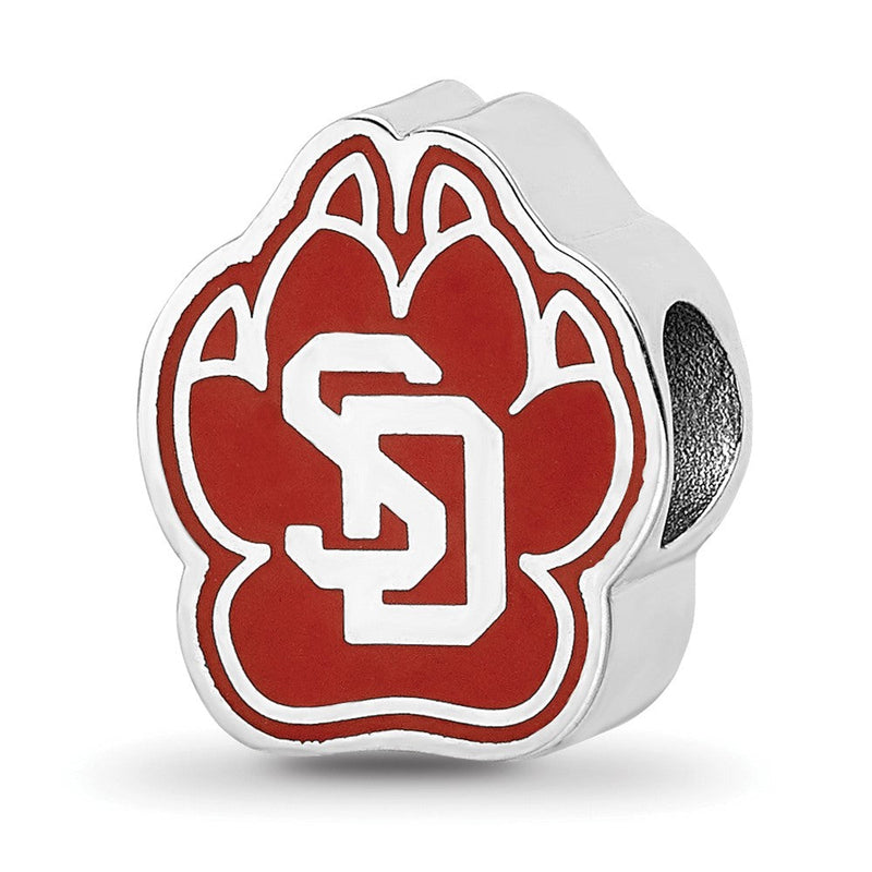 Sterlingsilber Rhodiniert Logoart U. Of South Dakota Paw Emaille Perle
