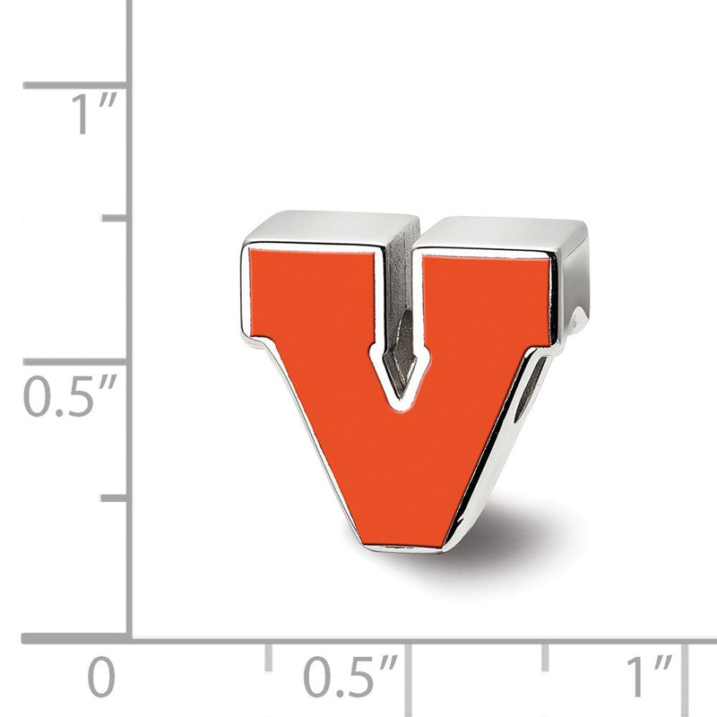 Sterlingsilber Rhodiniert Logoart U. Of Virginia Buchstabe V Emaille Logo Perle