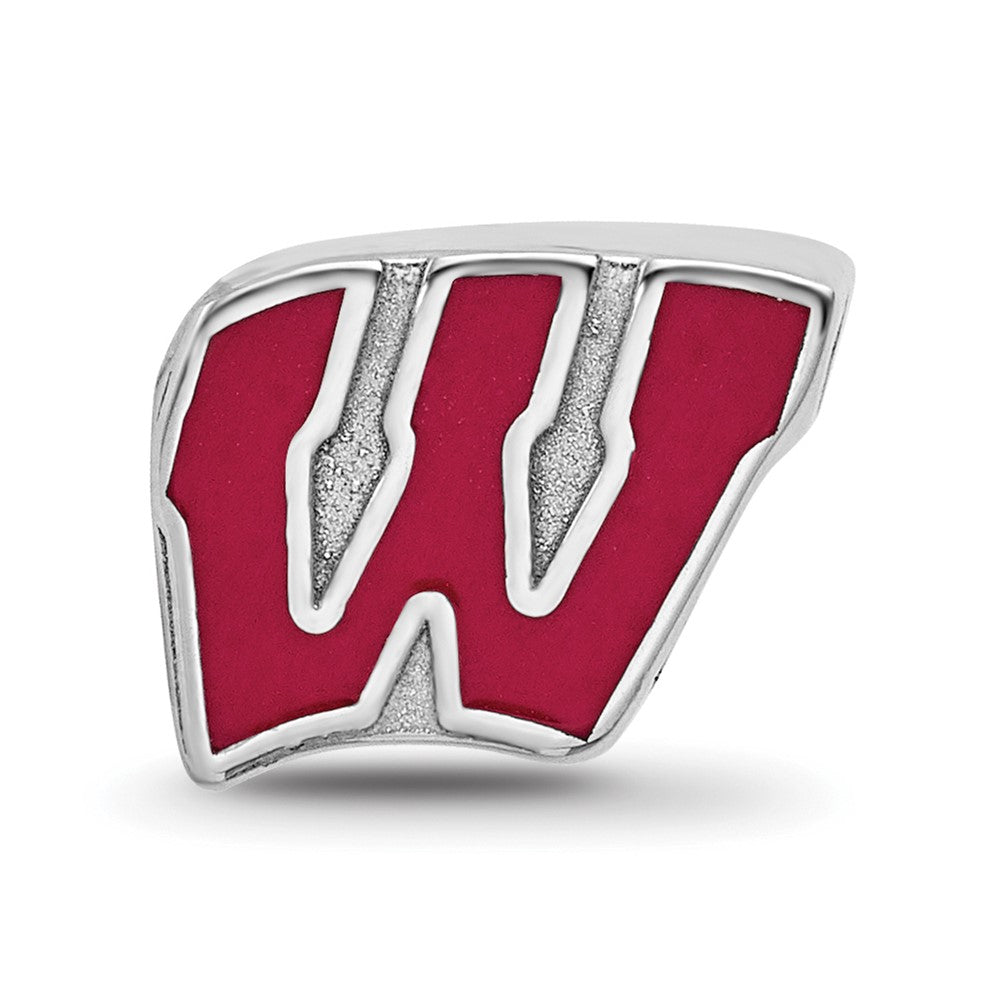 Sterlingsilber Rhodiniert Logoart University Of Wisconsin Emaille Perle