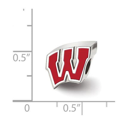 Sterlingsilber Rhodiniert Logoart University Of Wisconsin Emaille Perle