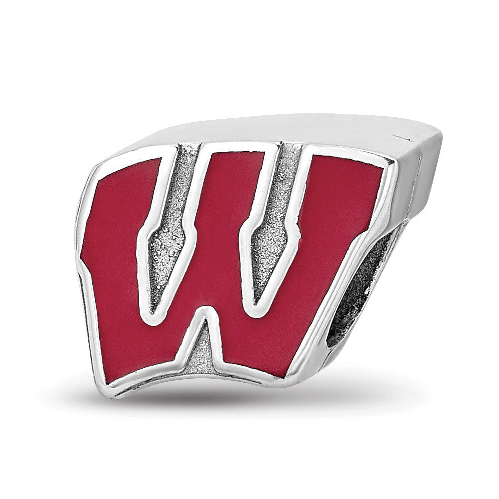 Sterlingsilber Rhodiniert Logoart University Of Wisconsin Emaille Perle