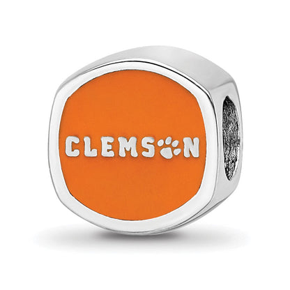 Sterlingsilber Rhodiniert Logoart Clemson University Emaille Perle