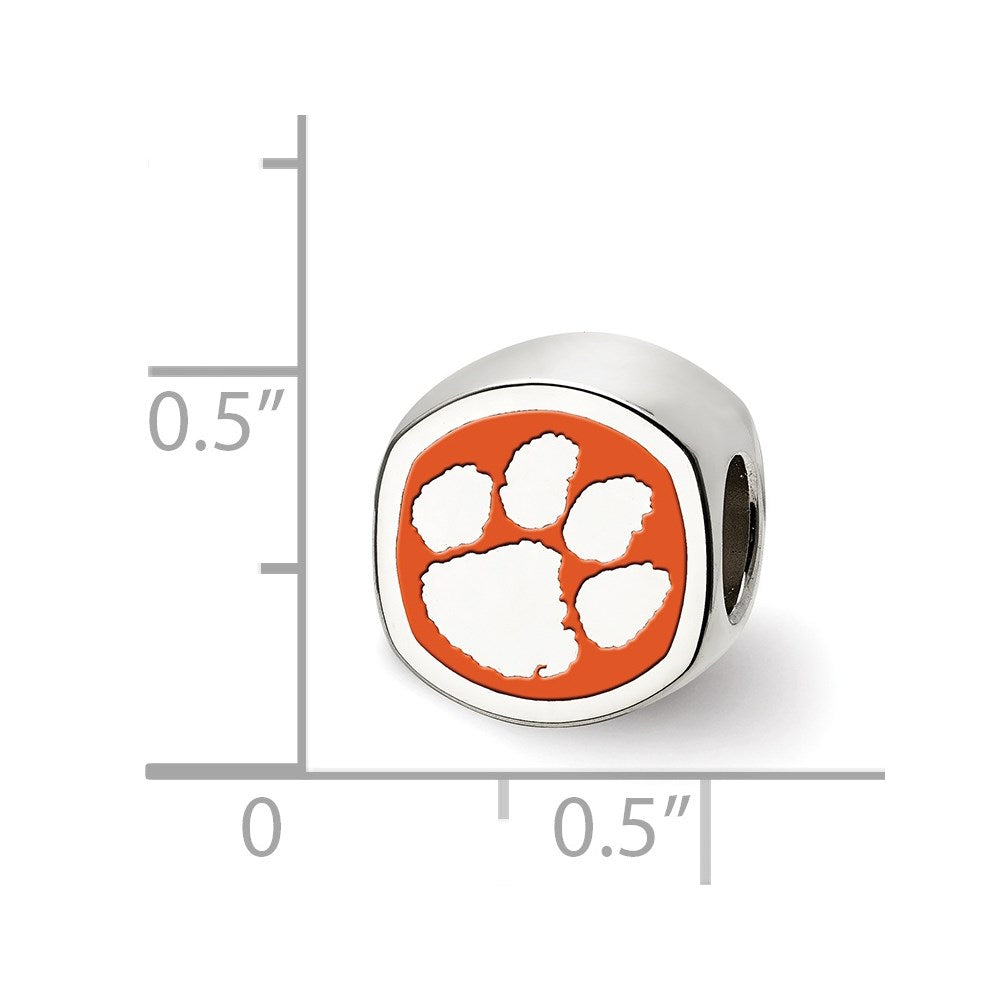 Sterlingsilber Rhodiniert Logoart Clemson University Emaille Perle