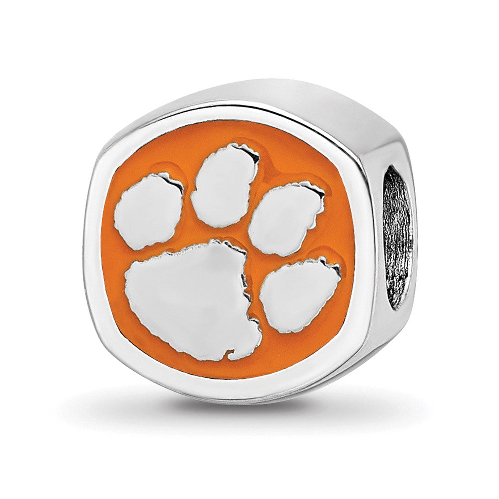 Sterlingsilber Rhodiniert Logoart Clemson University Emaille Perle