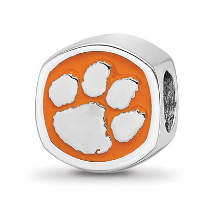 Sterlingsilber Rhodiniert Logoart Clemson University Emaille Perle