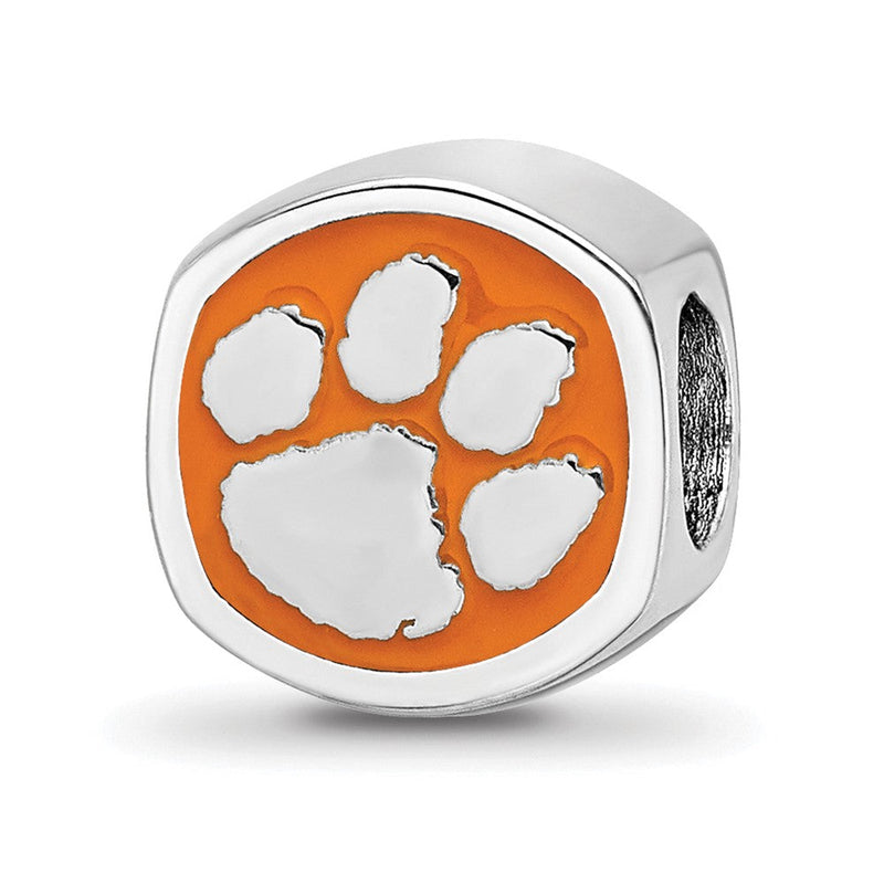 Sterlingsilber Rhodiniert Logoart Clemson University Emaille Perle