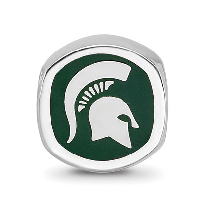 Sterlingsilber Rhodiniert Logoart Michigan State U. Emaille Logo Perle