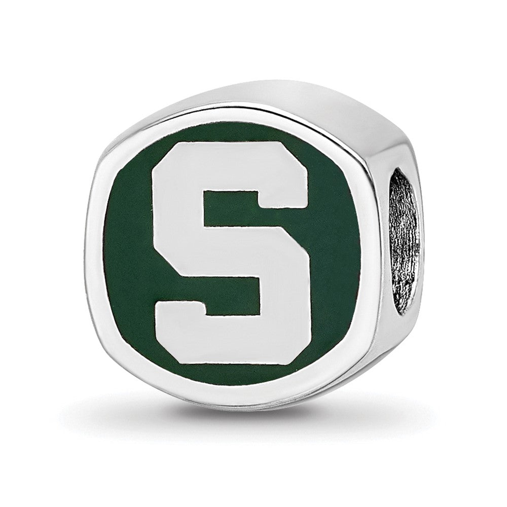 Sterlingsilber Rhodiniert Logoart Michigan State U. Emaille Logo Perle