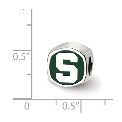 Sterlingsilber Rhodiniert Logoart Michigan State U. Emaille Logo Perle