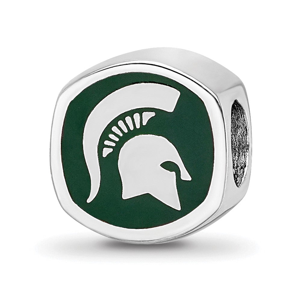Sterlingsilber Rhodiniert Logoart Michigan State U. Emaille Logo Perle