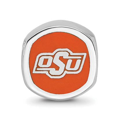 Sterlingsilber Rhodiniert Logoart Oklahoma State University Emaille Perle