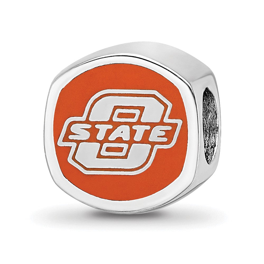 Sterlingsilber Rhodiniert Logoart Oklahoma State University Emaille Perle
