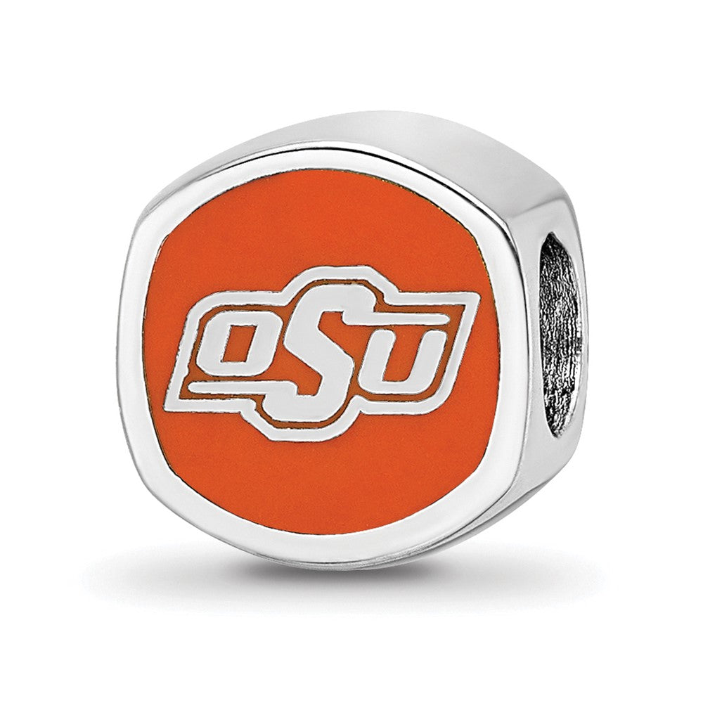 Sterlingsilber Rhodiniert Logoart Oklahoma State University Emaille Perle