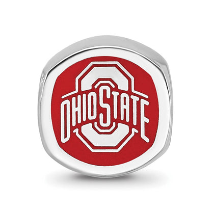 Sterlingsilber Rhodiniert Logoart Ohio State U. Emaille Doppelt Logo Perle