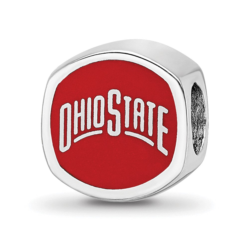 Sterlingsilber Rhodiniert Logoart Ohio State U. Emaille Doppelt Logo Perle