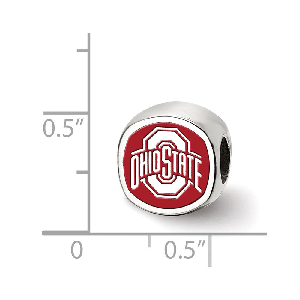 Sterlingsilber Rhodiniert Logoart Ohio State U. Emaille Doppelt Logo Perle