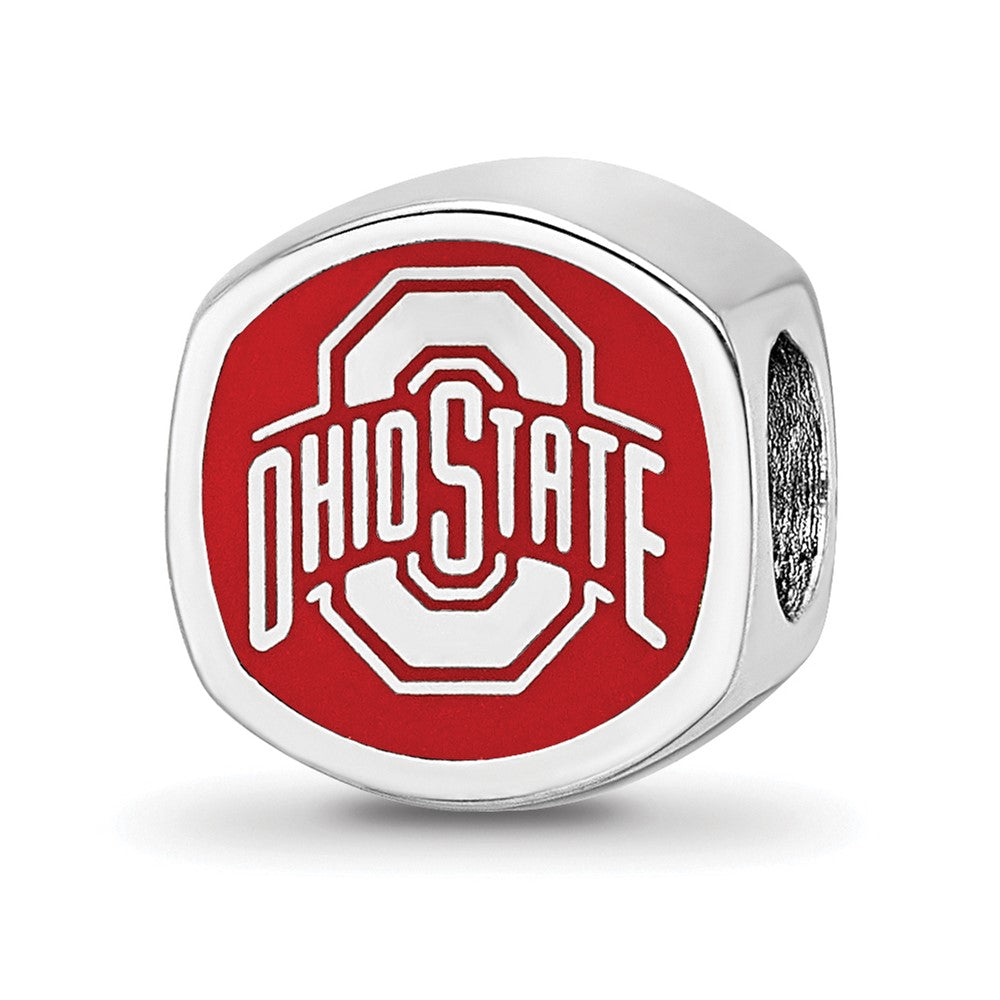 Sterlingsilber Rhodiniert Logoart Ohio State U. Emaille Doppelt Logo Perle