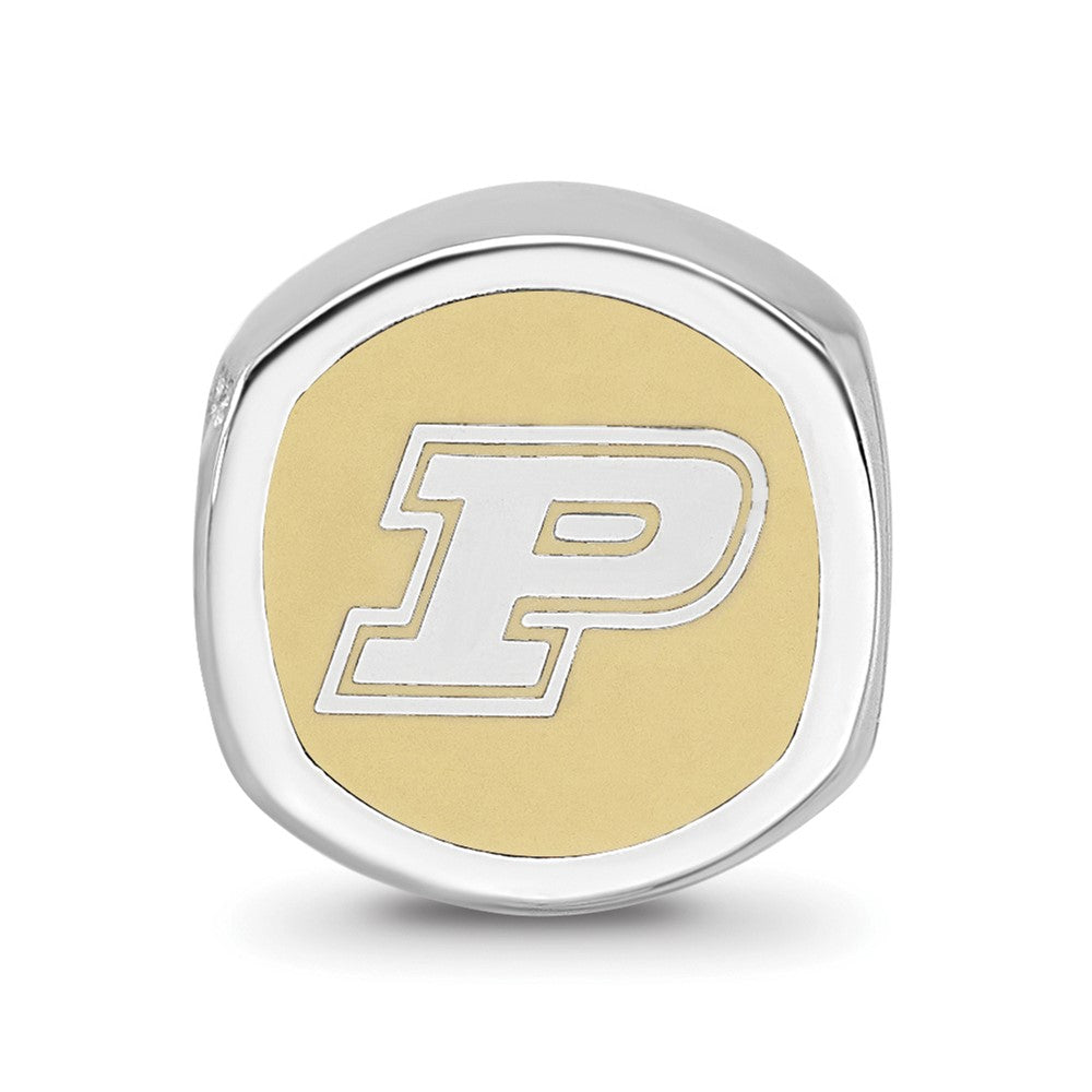 Sterlingsilber Rhodiniert Logoart Purdue Universität. Emaille Perle