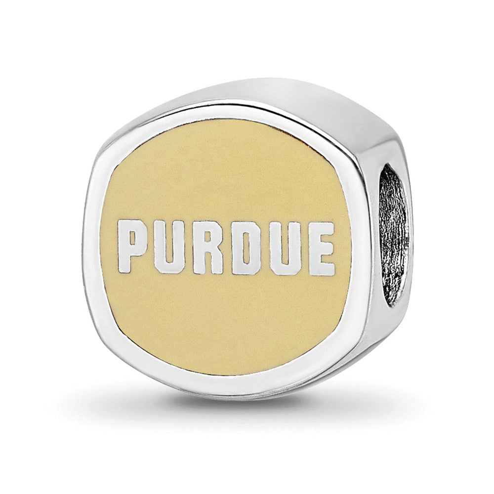 Sterlingsilber Rhodiniert Logoart Purdue Universität. Emaille Perle