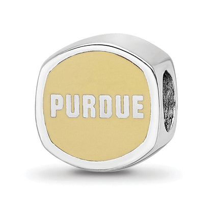 Sterlingsilber Rhodiniert Logoart Purdue Universität. Emaille Perle