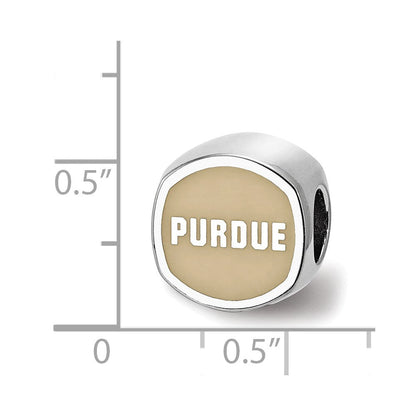 Sterlingsilber Rhodiniert Logoart Purdue Universität. Emaille Perle