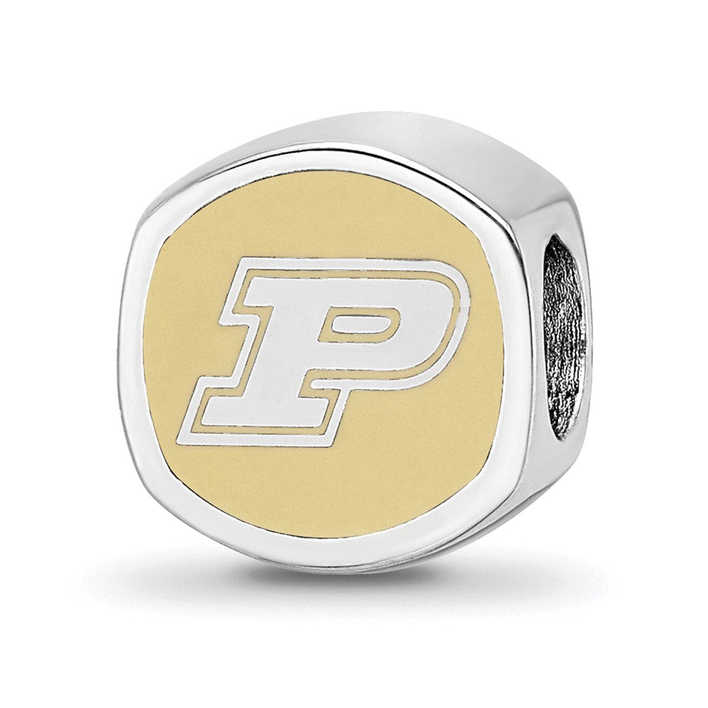Sterlingsilber Rhodiniert Logoart Purdue Universität. Emaille Perle