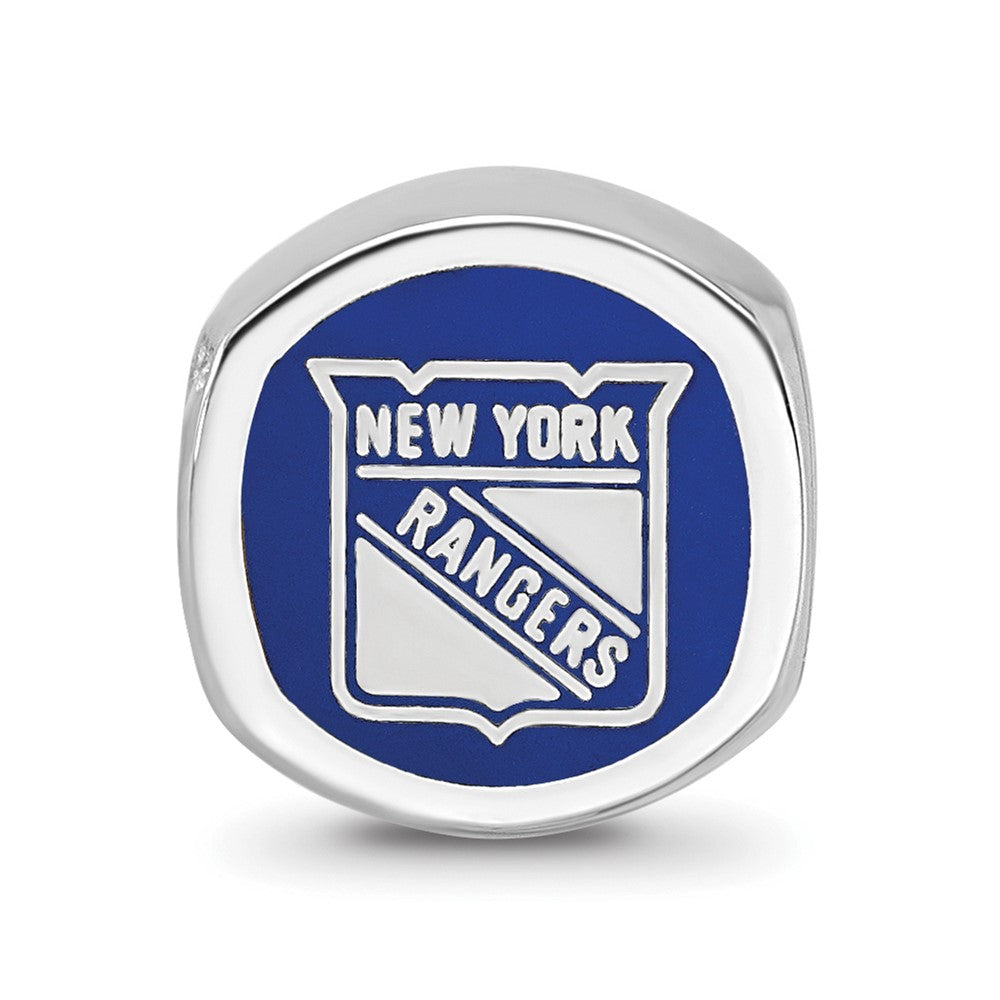 Sterlingsilber Rhodiniert Logoart New York Rangers Banner Emaille Perle