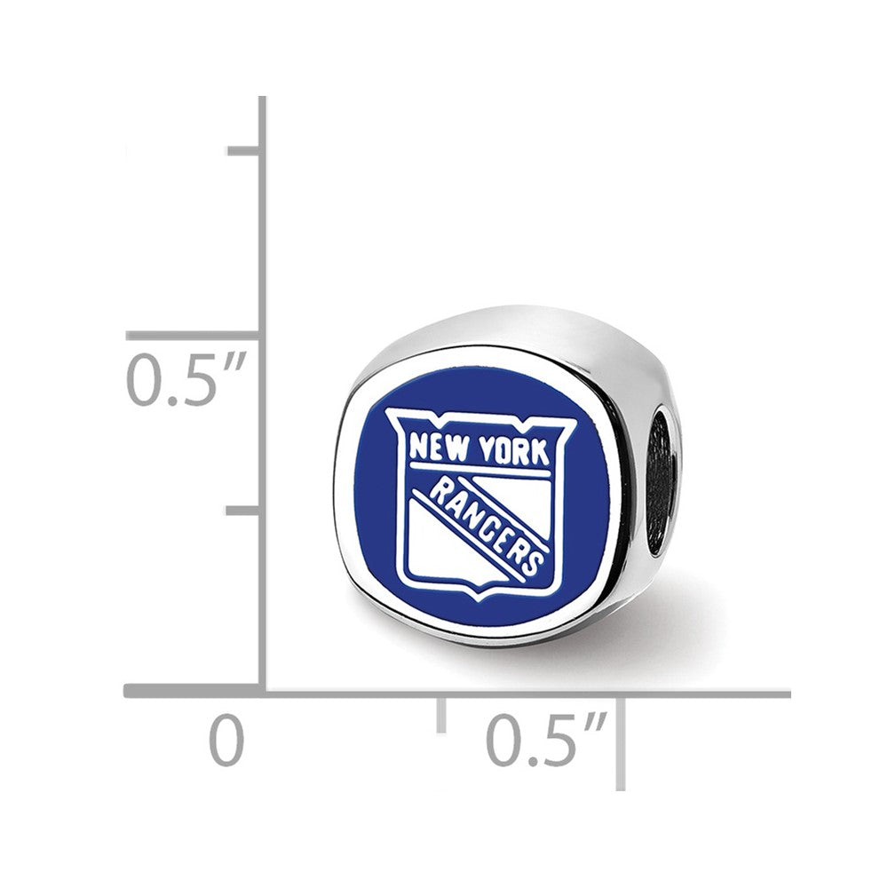 Sterlingsilber Rhodiniert Logoart New York Rangers Banner Emaille Perle