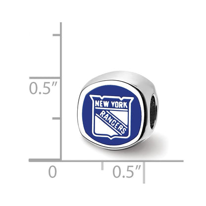 Sterlingsilber Rhodiniert Logoart New York Rangers Banner Emaille Perle