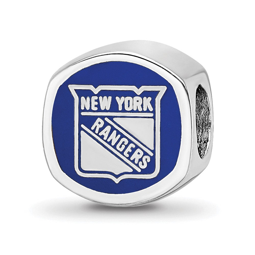 Sterlingsilber Rhodiniert Logoart New York Rangers Banner Emaille Perle