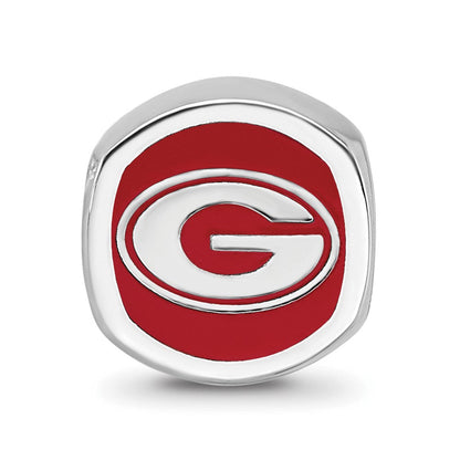 Sterlingsilber Rhodiniert Logoart University Of Georgia Emaille Perle