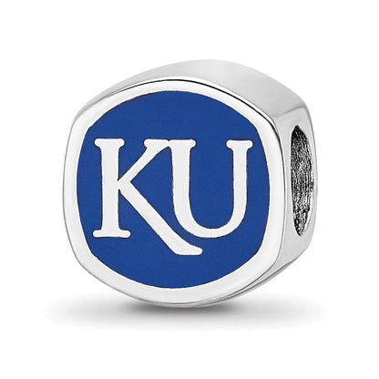 Sterlingsilber Rhodiniert Logoart Universität. Of Kansas Emaille Perle