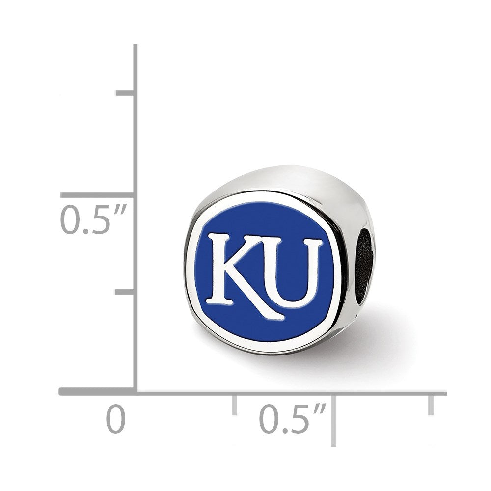 Sterlingsilber Rhodiniert Logoart Universität. Of Kansas Emaille Perle