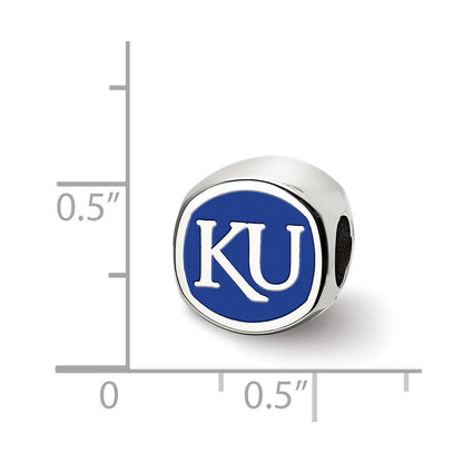 Sterlingsilber Rhodiniert Logoart Universität. Of Kansas Emaille Perle