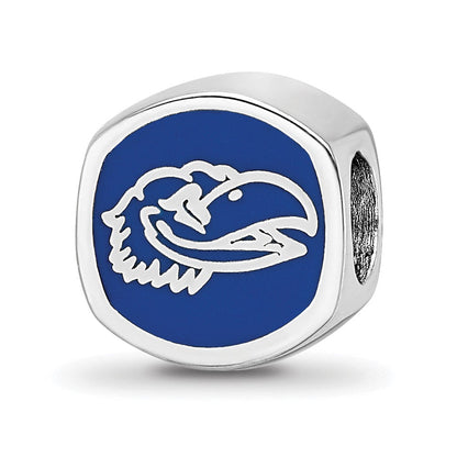 Sterlingsilber Rhodiniert Logoart Universität. Of Kansas Emaille Perle