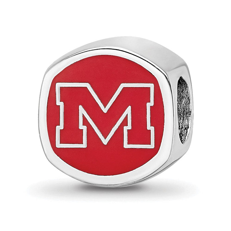 Sterlingsilber Rhodiniert Logoart U. Of Mississippi Emaille Logo Perle