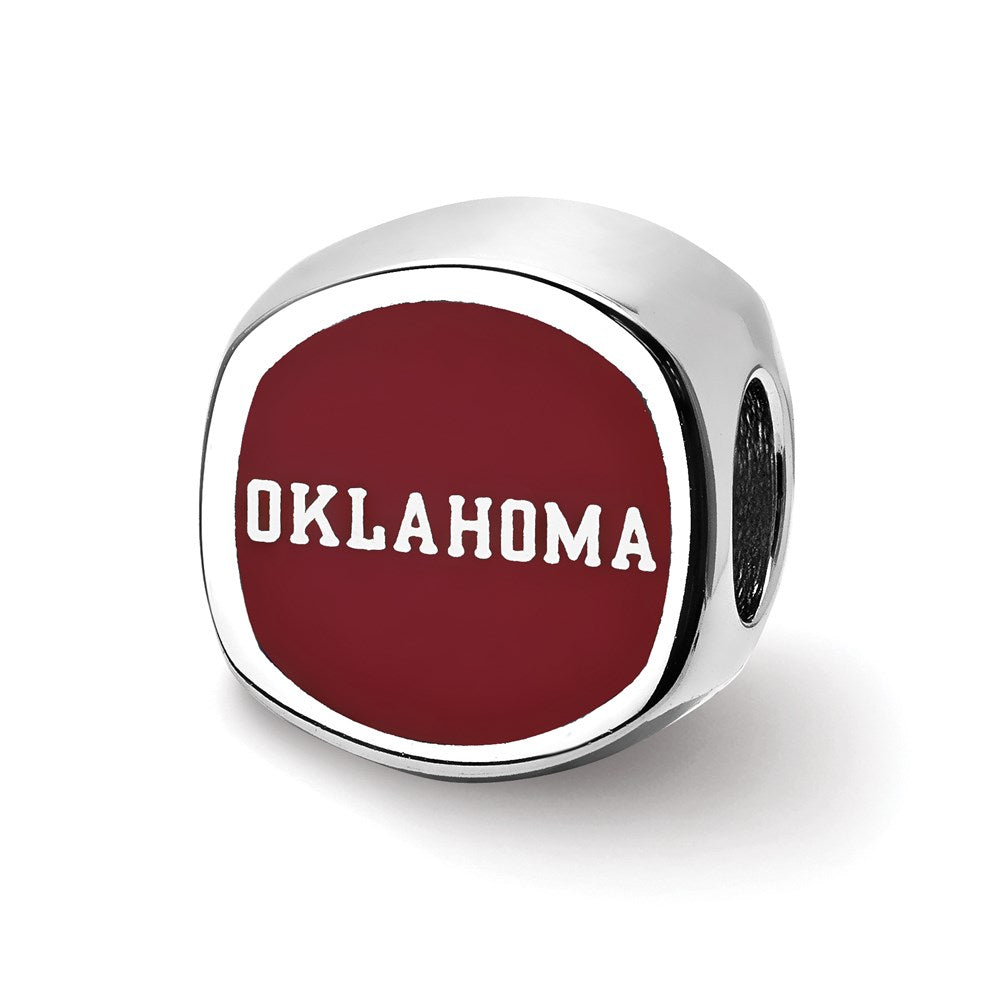 Sterlingsilber Rhodiniert Logoart University Of Oklahoma Emaille Perle