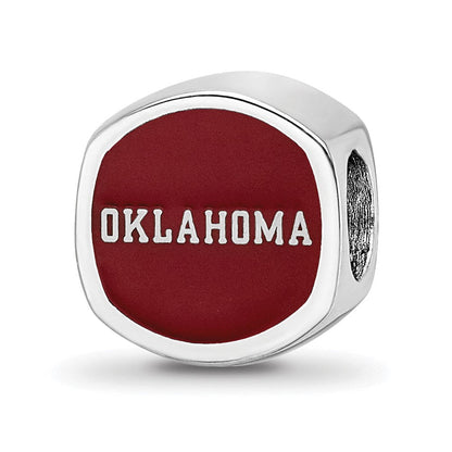 Sterlingsilber Rhodiniert Logoart University Of Oklahoma Emaille Perle
