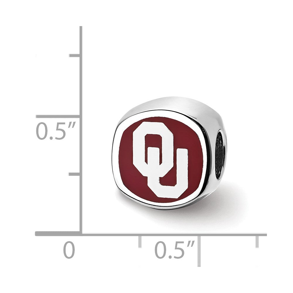Sterlingsilber Rhodiniert Logoart University Of Oklahoma Emaille Perle