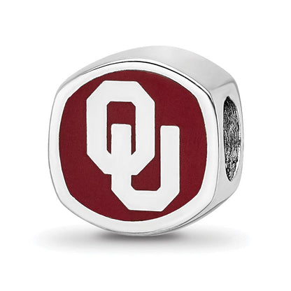 Sterlingsilber Rhodiniert Logoart University Of Oklahoma Emaille Perle