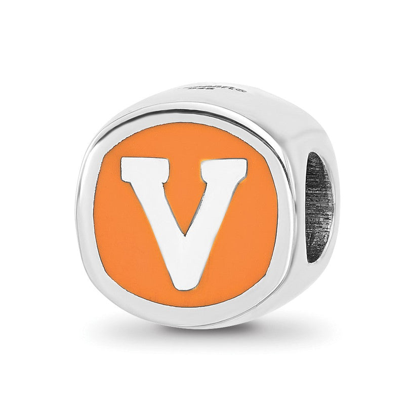 Sterlingsilber Rhodiniert Logoart U. Of Virginia Doppelt Logo Emaille Perle