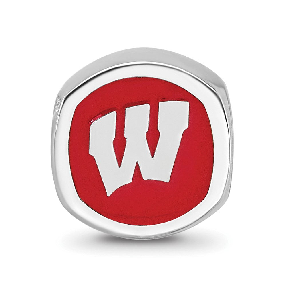 Sterlingsilber Rhodiniert Logoart University Of Wisconsin Emaille Perle