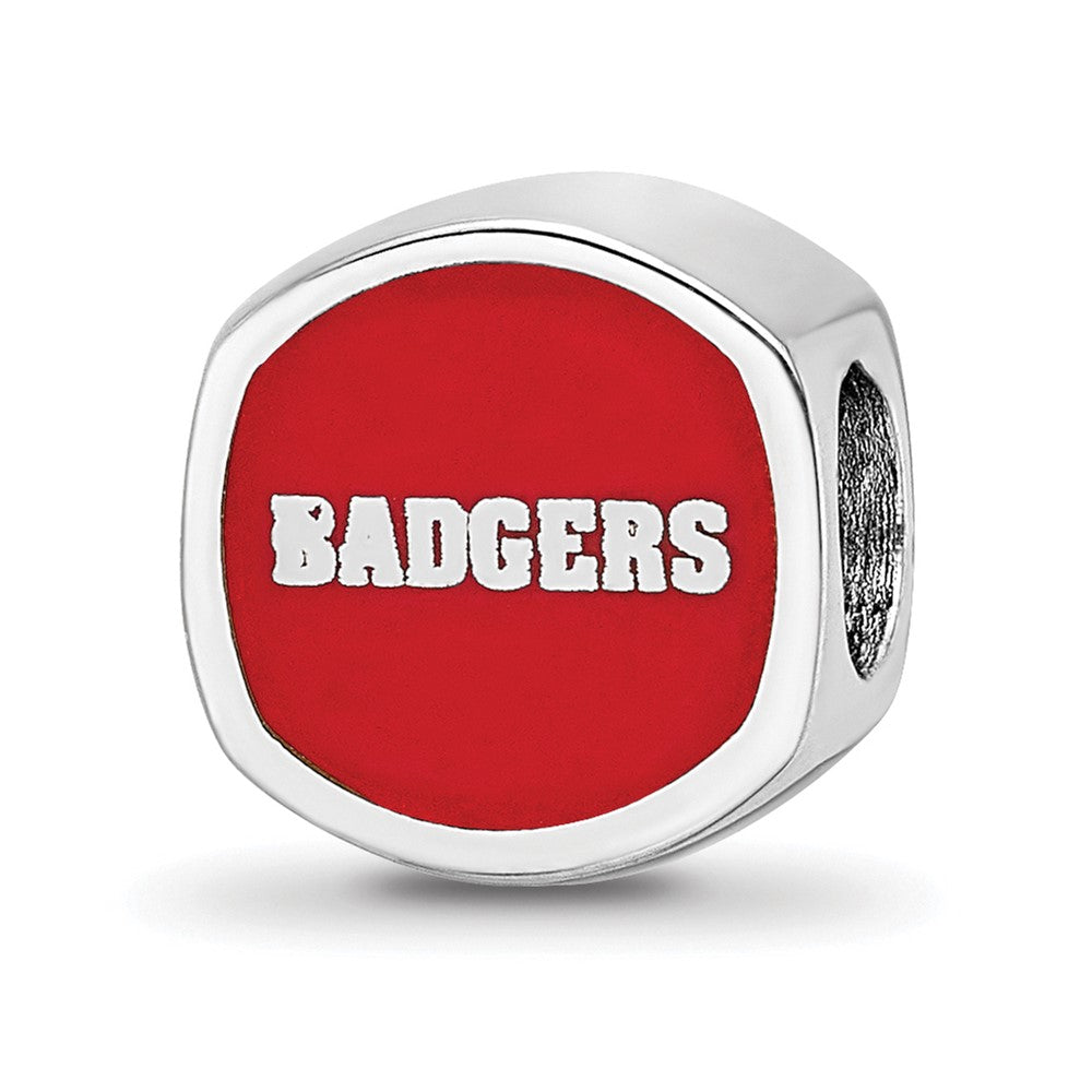 Sterlingsilber Rhodiniert Logoart University Of Wisconsin Emaille Perle