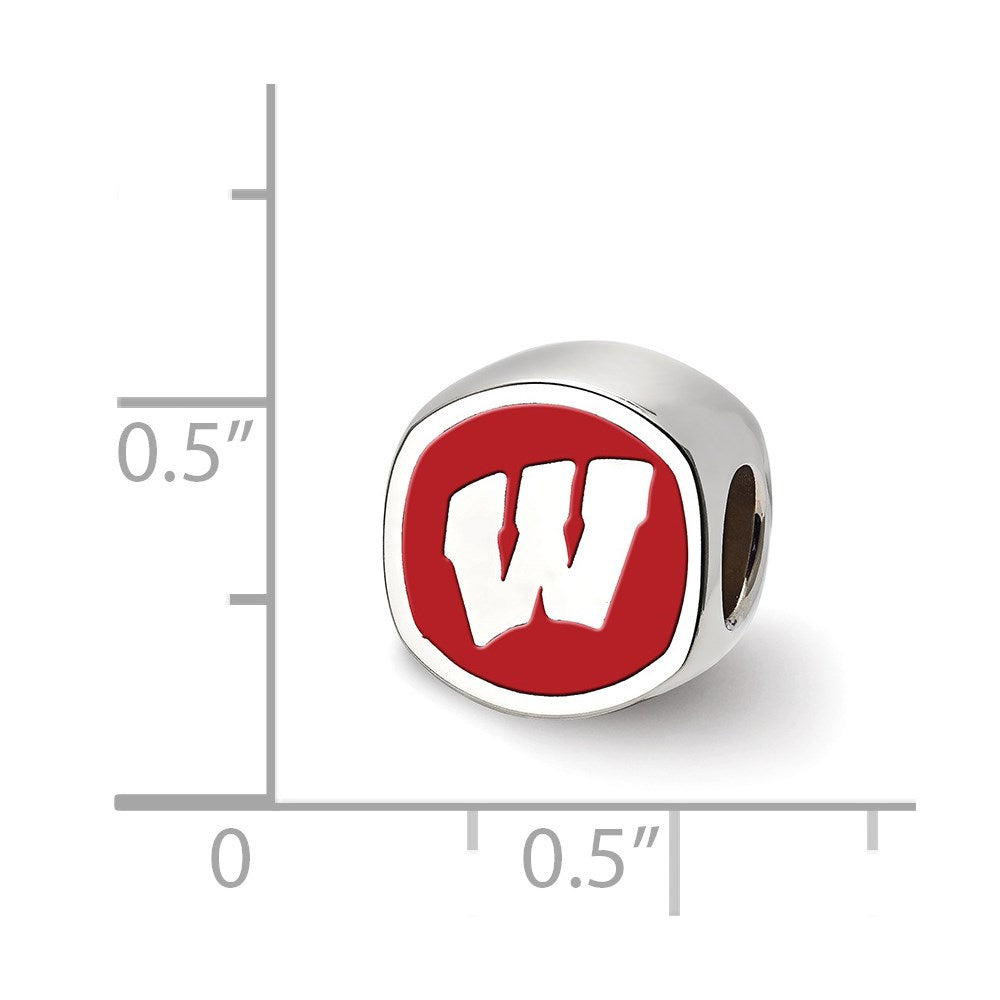 Sterlingsilber Rhodiniert Logoart University Of Wisconsin Emaille Perle