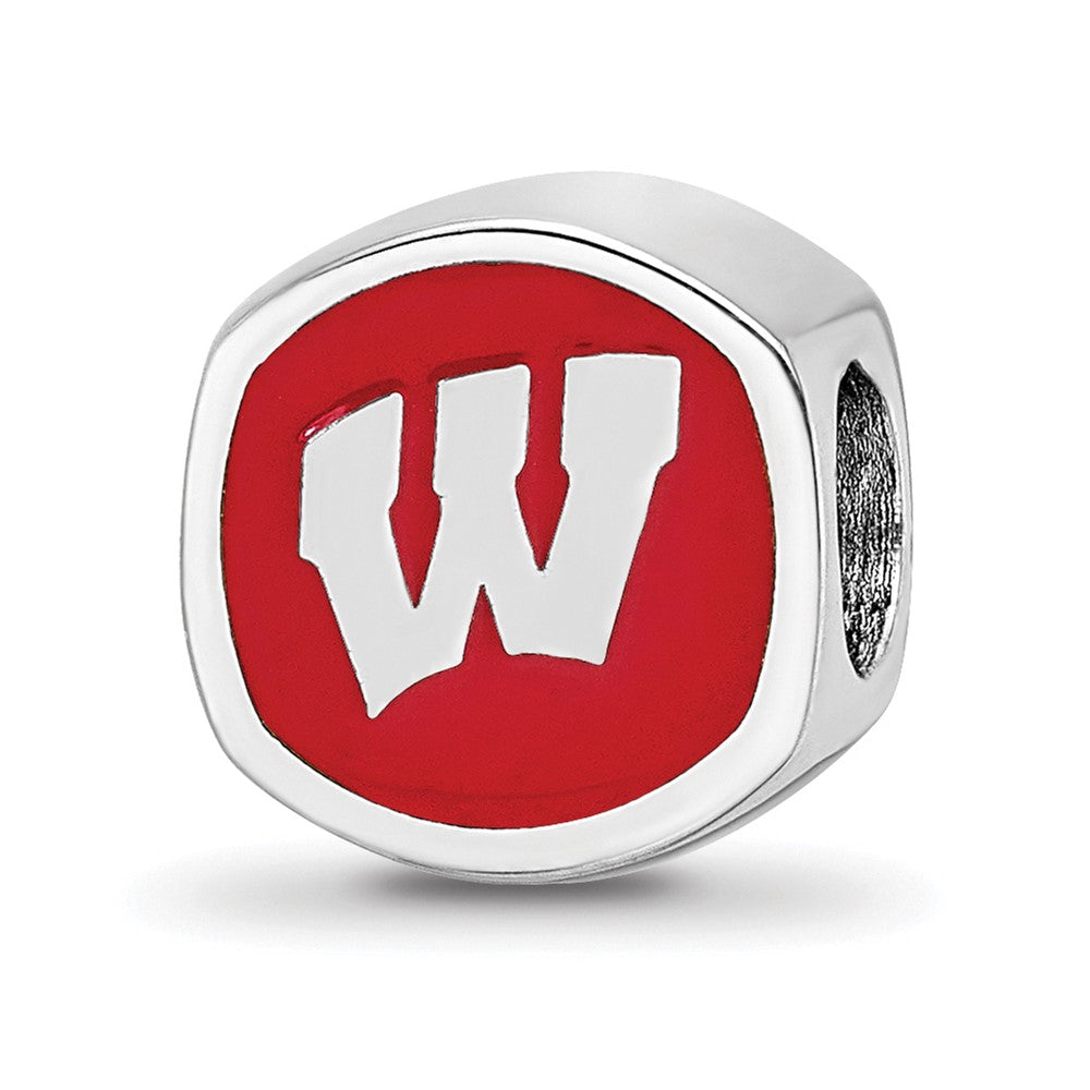 Sterlingsilber Rhodiniert Logoart University Of Wisconsin Emaille Perle