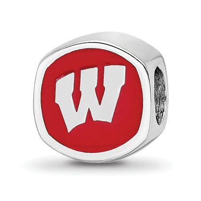 Sterlingsilber Rhodiniert Logoart University Of Wisconsin Emaille Perle