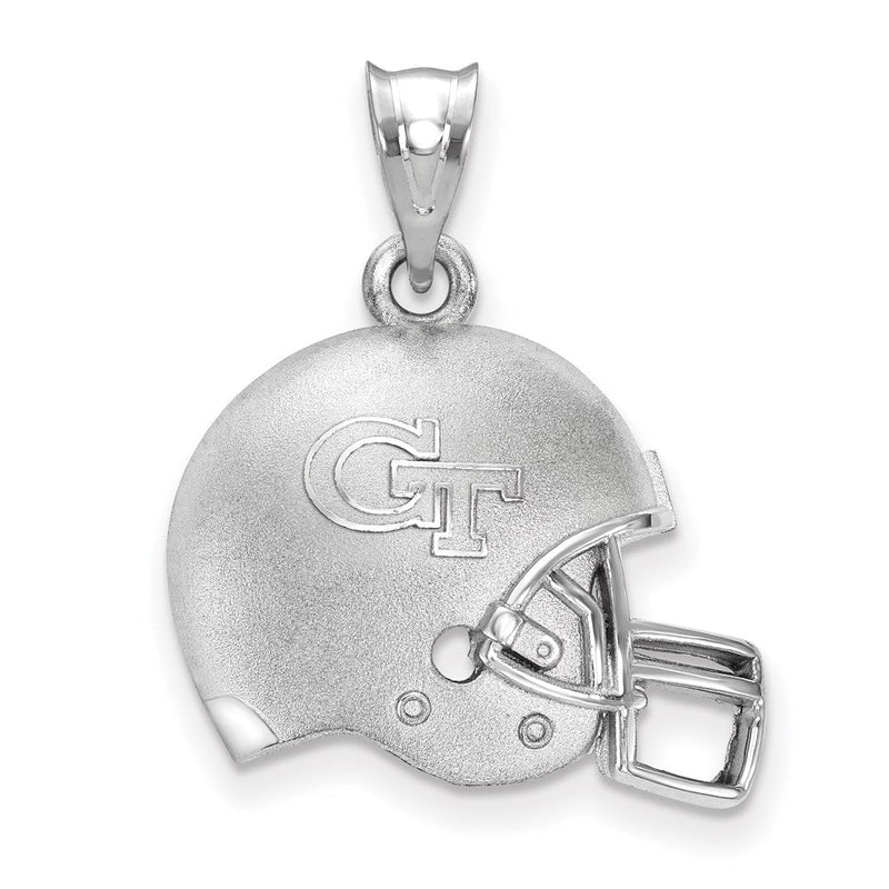 Sterlingsilber Rhodiniert Logoart Georgia Institut Of Technologie G T Gewölbt Football Helm Anhänger