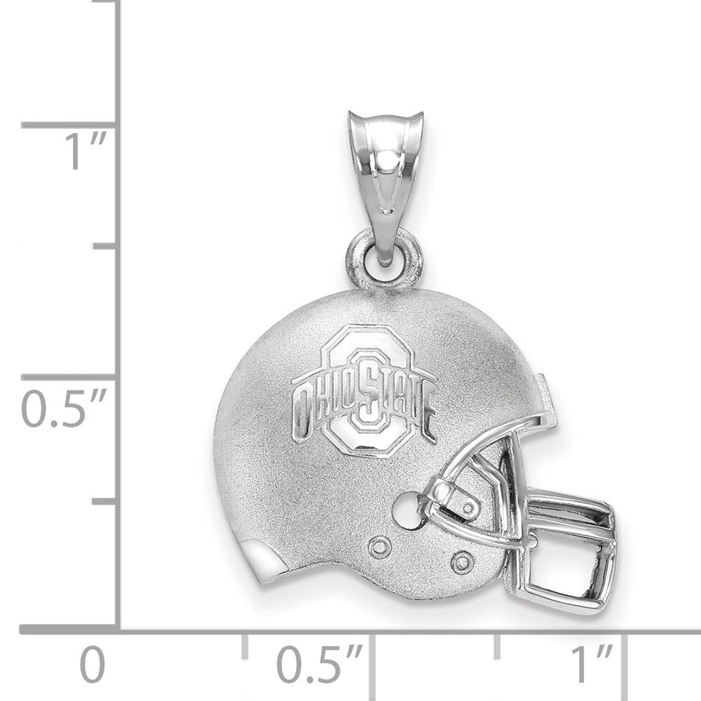 Sterlingsilber Rhodiniert Logoart The Ohio State University Gewölbt Football Helm Anhänger
